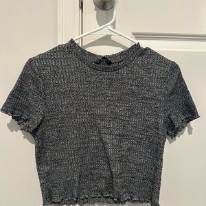SHEIN Charcoal Ribbed Crop Top
